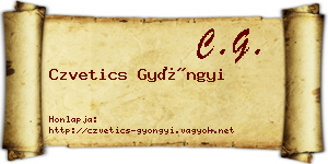 Czvetics Gyöngyi névjegykártya